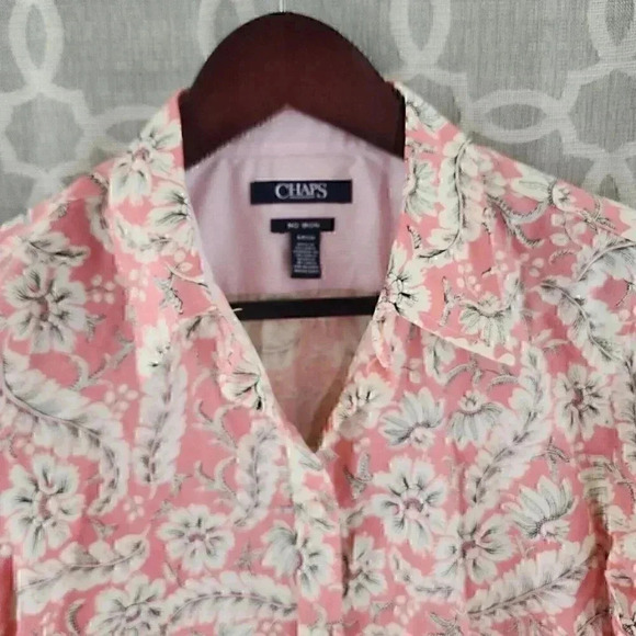 Chaps 100% Cotton Paisley Half Sleeve Button Up Women's S/P - Picture 4 of 8